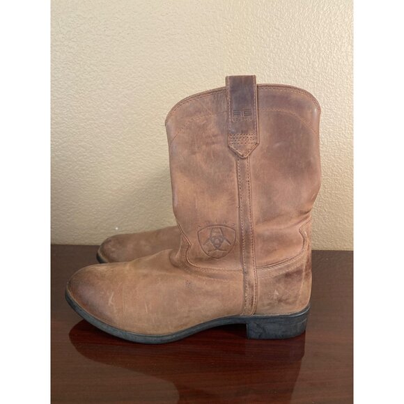 Ariat Heritage Roper Western Boots Men’s US 9 Brown Leather Pull-On - Picture 2 of 11